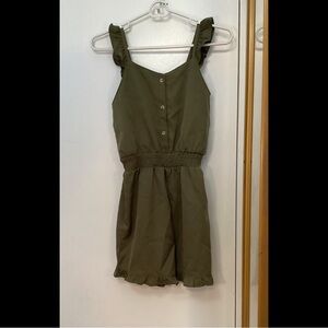 Olive Green kids Ruffle Romper